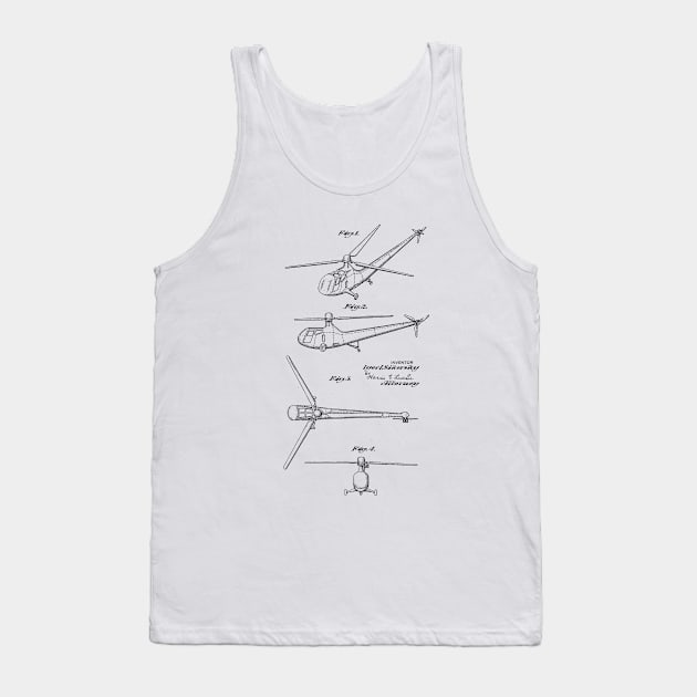 Helicopter Vintage Patent Hand Drawing Tank Top by TheYoungDesigns